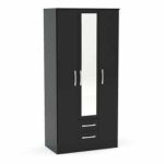 Lynx 3 Door 2 Drawer Wardrobe With Mirror Black