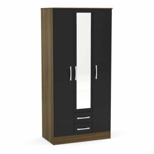 Lynx 3 Door 2 Drawer Wardrobe With Mirror Brown