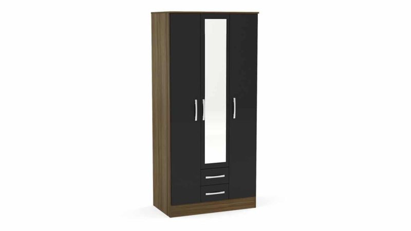 Lynx 3 Door 2 Drawer Wardrobe With Mirror Brown