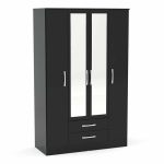 Lynx 4 Door 2 Drawer Wardrobe with Mirror Black