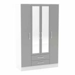 Lynx 4 Door 2 Drawer Wardrobe with Mirror Grey