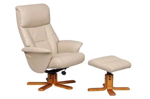 Marseille Faux Leather Recliner Chair in Grey in Cafe Latte