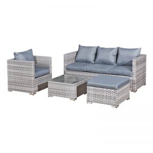 Acorn Rattan 5 Seat Lounge Sofa Set Dove Grey